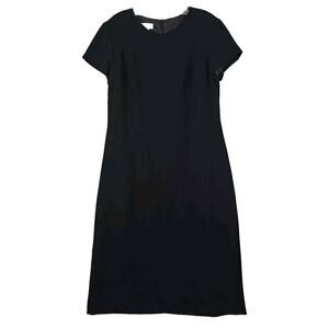 Vntg. Talbots~Woman Size 10~Black Short Sleeve Formal Business Dress Fully Lined